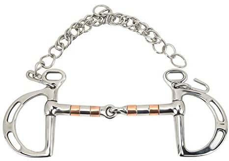 Mund-D-Ring-Komfort-Trense, Pferdegebiss, Edelstahl-Kupferrolle mit Kette, 250 X 105 Mm/9,8 X 4,1 Zoll Einfach zu Verwendendes, Tragbares Pferdegebiss, Trense, Pferderennen-Zubehör für 125 Mm Pferdema