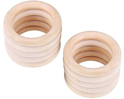 Voarge 10 Stück Holzring, Holzring Hölzern für Basteln DIY Handwerk Ring, für zu Hause DIY Kunst Herstellung Urlaub Dekoration, Baby Spielzeug, Das Ideal Baby Geschenk(50mm)