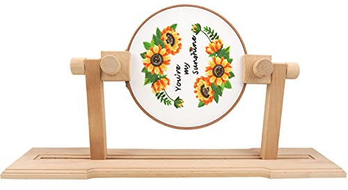 RoseFlower Stickrahmen ständer Größe Verstellbar Embroidery Stand,Stickrahmen Halterung Aus Holz,360 Grad Drehbar Kreuzstich Stickerei Rahmen, DIY Handwerk Stickerei Nähen Werkzeuge