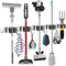 Tskcos Heavy Duty Metal Mop and Broom Holder, Rust Proof, 5 Racks, 4 Hooks, Sturdy Stainless Steel, Space Saving, Easy Installation, Multi-Functional, After-Sale Service