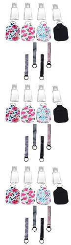 Beavorty 12sets Handy Keychain Neoprene Keyring Empty Bottle Refillable Strip Bottle for Toiletries Men Women