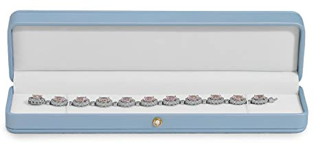 Papten Velvet Interior Gift Box for Chain Blue PU Leather Jewelry Necklace Bracelet Long Chain Storage for Jewellery Gift Box Mens Women