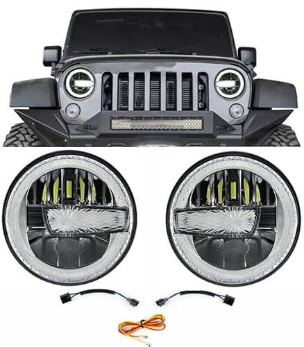 bamotoop Paar 7 zoll led scheinwerfer mit Gehäuse e-Geprüft E24 DOT für Jeep Wrangler Ⅲ JK 2008-2017 Land Rover Defender 90 110 VW T3 G Klasse