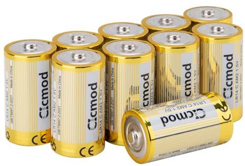 CICMOD Batterie Alcaline Pile C Confezione da 10 Batteria Alcaline LR14 per Dispositivi Quotidiani