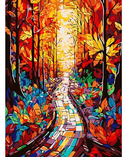 AIRDEA Forêt Vibrante Peinture Numero Adulte, DIY Kit Activité Manuelle Peinture Acrylique, Peinture par Numero Adulte avec Pinceaux et Acryliques pour la Décoration Maison 30x40 cm (Pas de Cadre)