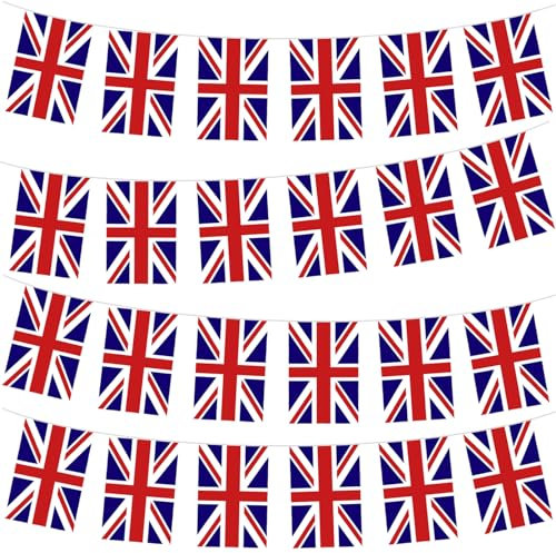 10m Guirnalda Bandera de Reino Unido,30 Doble Cara Pequeña Personalizada Banderas,para Decoración Patio,Balcón,Jardin,Barra,para Juegos de Fútbol,Eventos Deportivos,Día Nacional,Fiesta de Reino Unido