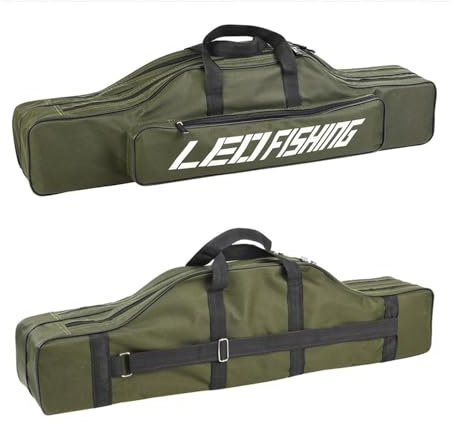 Portable Fishing Rod Bags, 80cm Fishing Carry Case Carrier, 600D Oxford Folding Fishing Rod Reel Bag, Waterproof Fishing Equipment Bag Fishing Gear Tackle Tool Storage Bag Organizer Travel