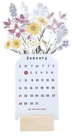 iFutniew 1 Stück 2024 Kalender 2024 Bloomy Flowers Tischkalender Kleiner Tischkalender Lustig Einzigartig Bloomy Flower Tischkalender 2024