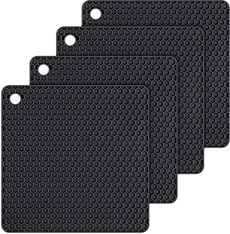 Plastificar Telas Liquido Salvamanteles de Silicona para ollas y sartenes Resistentes al Calor Salvamanteles de Silicona para Platos Soportes de Silicona para ollas para Bajo Platos (Black, One Size)