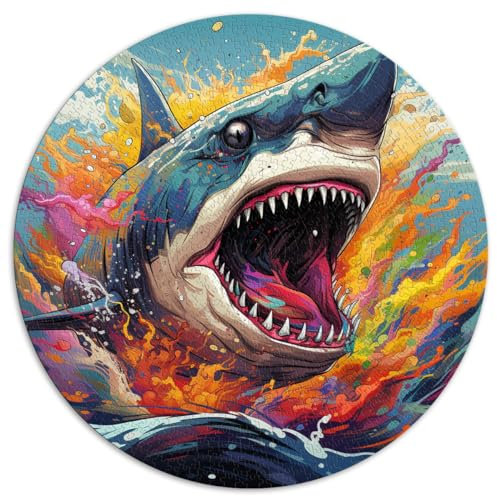 1000-teiliges Puzzle, Megalodon-Hai, runde Puzzles, für Erwachsene und Kinder ab 12 Jahren. Papppuzzle, anspruchsvoll, aber unterhaltsam und humorvoll. Größe: 67,5 x 67,5 cm.