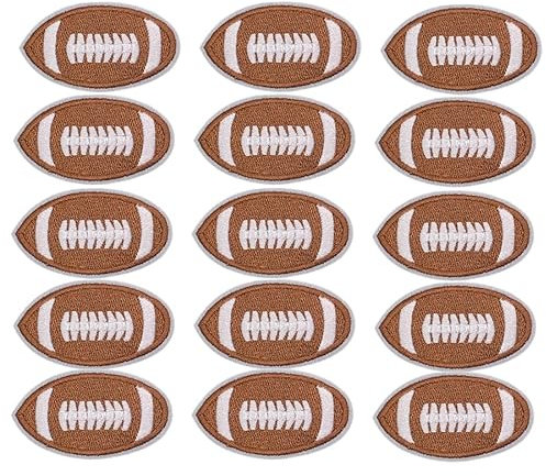 15 Stück Fußball bestickte Aufnäher zum Aufbügeln Rugby Sport Chenille Patches Aufnähen dekorative Reparaturflicken für Kleidung, Jeans, Taschen, Hüte