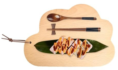 Tagliere per pane, Taglieri per pane in legno, Vassoio da portata, Tagliere a forma di nuvola, Vassoio da portata artistico, Faggio, 260 g, 9,06x6,3x0,59 pollici per pizza, bistecca, frutta, torte e p