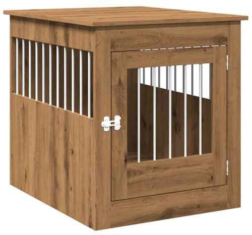 vidaXL Meuble de Cage pour Chiens chêne Artisanal 64,5x80x71 cm, chenil, abri pour Chien, Cage pour Animaux de Compagnie, Cage de Chien