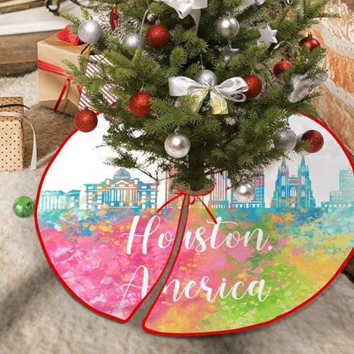 Weihnachtsbaum-Rock, 76,2 x 76,2 cm, Amerika, Houston, Weihnachtsbaumröcke, Matte, Staatskarte, individuelle Baumabdeckungsmatte für Weihnachtsbaumdekoration