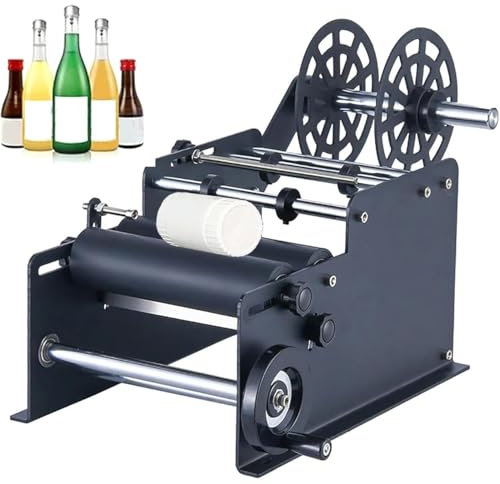 YXZQLOZ etichettatrice per Bottiglie Rotonde, etichettatrice per Bottiglie Manuale, etichettatrice per Etichette autoadesive, Larghezza Etichetta (Black)