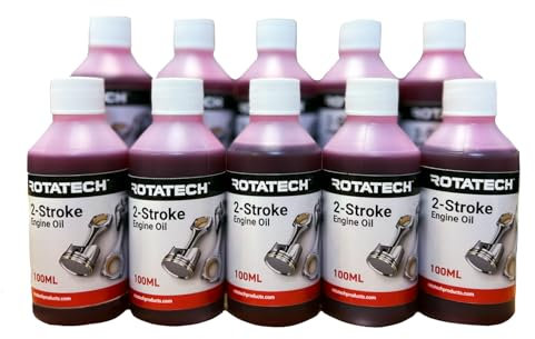 Rotatech 2-Stroke Engine Oil 1:50 100ML Pack of 10. Suitable for use in Chainsaws, Grass Trimmers and Hedge Trimmers