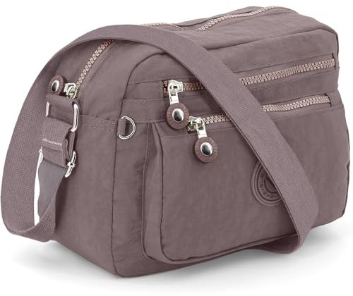 ekavale - Kleine Schultertasche aus Wasserabweisendes Nylon – Handtasche für Damen & Mädchen - Crossbody Bag - Leichte Umhängetasche (Dunkel-Rosa)