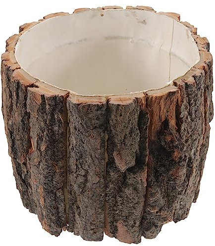 VINTORKY Holzrinde Blumentopf Aus Echtem Holz Rustikales Pflanzgefäß Für Sukkulenten Und Bonsai Natürlicher Topf Für Haus Und Garten