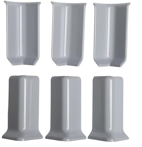 Emiif Lot de 6 protections d'angle pour plinthes de 8 cm de hauteur, décoration d'intérieur (M, gris)
