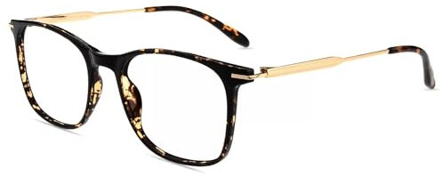 Firmoo Blaulichtfilter Brille Herren Damen Metall Vollrandbrille Computerbrille gegen Augenbelastung Entspiegelte Nerdbrille