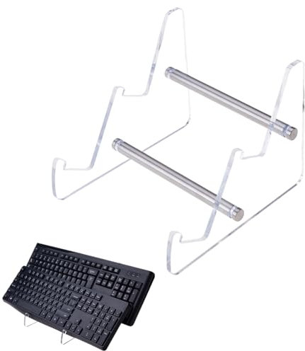 DICOSMETIC 2-Tier Acrylic Keyboard Display Stands Clear Mechanical Keyboard Holder 16.4x17.5x13.3cm Keyboards Storage Stand for Computer Tablet, Holds up to 2 Keyboards