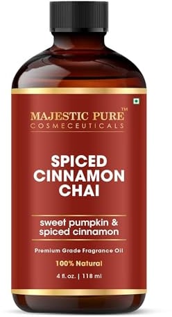 Majestic Pure Pumpkin Cinnamon Fragrance Oil, 118ml Candle Making Scents | | 100% Pure & Natural | Cinnamon, Clove, Pumpkin Oil Used in Diffusers, DIY, Self Care |