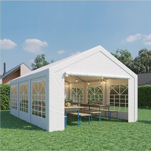 Magna One 4x6 m Partyzelt Pavillon Festzelt SMART PE Plane Wasserdicht UV Schutz Gartenzelt weiß