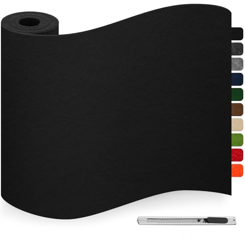 Feltrini Sedie Nero, Feltro Adesivo Forte, 40x200cm Feltrini per Mobili Pesanti, 3mm de Spessore Moquette Adesiva per Auto, Feltrino Autoadesivo per Sedie, Mobili, DIY, Cornici