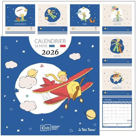 Wandkalender KIUB Der kleine Prinz im Flugzeug, 30 x 30 cm, 16 Monate (2025-2026)