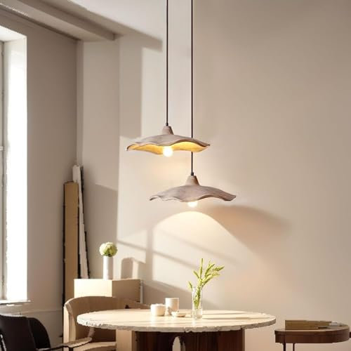 VTAMng Lampe suspendue moderne style Wabi-sabi E27 réglable pour îlot de cuisine abat-jour béton en forme de fleur lustre unique en ciment Suspension Luminaire adaptée à la salle à manger chambre à co
