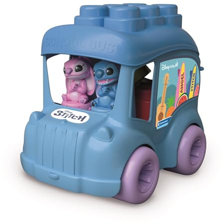 Clemmy Disney Stitch Bus - Sensorik-Spielzeug mit weichen Blöcken | inkl. zwei Figuren von Stitch & Angel - Bauklötze-Set für Babys & Kleinkinder ab 6 Monaten - 17974