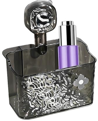 Étagère à ventouse pour douche – Étagère de rangement à ventouse – Panier de bain mural avec trous de filtre à eau – Support d'angle ondulé pour évier en verre, baignoire, douche, carrelage, chambre à