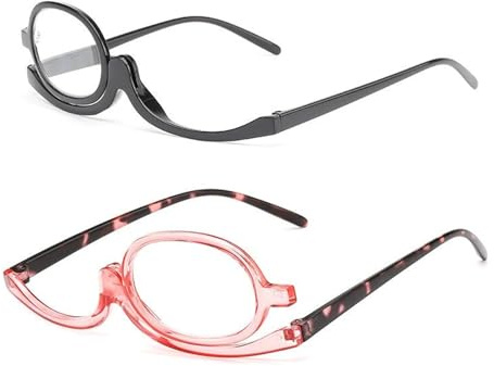 YNR Make up Brillen Drehbare Einzellinsen Schminkbrille Make Up Lesebrille Tragbare 2 Paar Make up Essential Werkzeug Für Frauen +2,5 +3,5