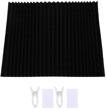 Keenso Persianas para Vehículos Recreativos, 90 X 180 Cm, Apagón Total, Tela No Tejida, Persianas para Ventanas de Autocaravanas, con Cinta de Sujeción para Remolques de Viaje (Black)