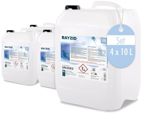 Höfer Chemie Algizid Algenverhütung 4 x 10L - Algenvernichter Pool - Präventiver Schutz vor Algen, Bakterien & Pilzen - Für Sauberes Wasser