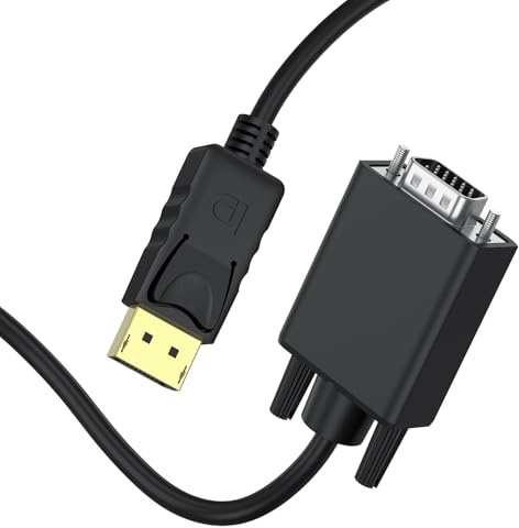 Vancle DisplayPort auf VGA Kabel 1,8M, Unidirektional DP zu VGA Konverter Kabel 1080P@60Hz, DisplayPort Stecker zu VGA Stecker Adapterkabel für HP Lenovo Dell usw. (1 Stück)