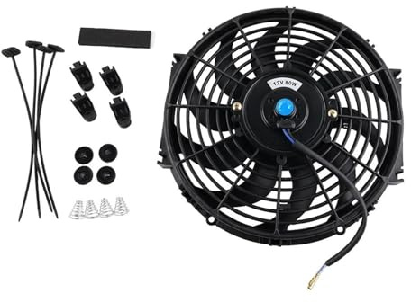 Radiator Electric Fan Motor 12V 80W 12''/10/9/7 Push/Pull Electric Radiator Intercooler Slim Fan Engine Cooling Kit Car Radiators Accessoriesa(12 inch)