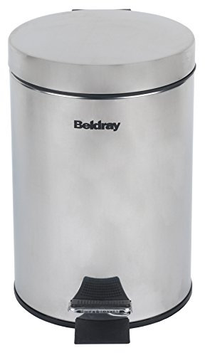 Beldray, acero inoxidable Cubo de basura redondo con pedal y tapa de cierre BeldrayLA038098SS, 3 litros