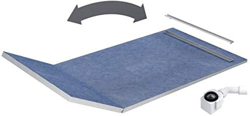 VBChome Duschelement 130+50x90x5/10,5cm STEEL Duschboard Extra Flach Beflisbar Duschrinne 3cm Abdeckung Ablauf Viega SLIM LUX