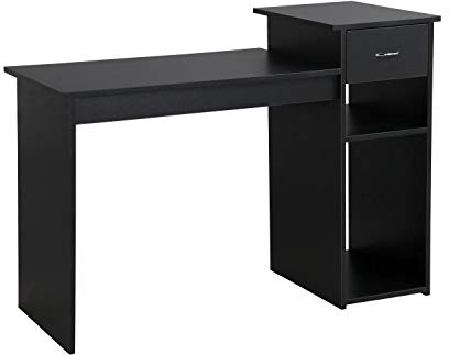 Yaheetech Computertisch Schreibtisch mit Ablage, Bürotisch Arbeitstisch Laptoptisch für Arbeitszimmer Büro Ordner Akten schwarz