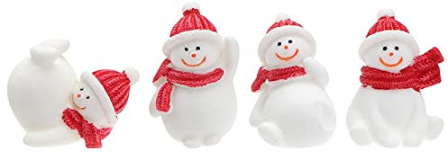 Mini-Schneemann-Figuren Weihnachts Nette Harz Dekorationen Geschenk Ornamente Gartenpartydekorationen Geburtstag 4pcs