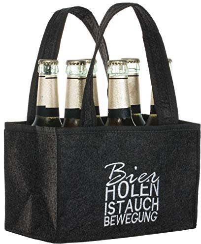 Brandsseller Herren Handtasche Flaschenkorb Flaschenträger Einkaufstasche Aufbewahrungstasche - aus Filz - für 6 Flaschen - Anthrazit-Bier Holen