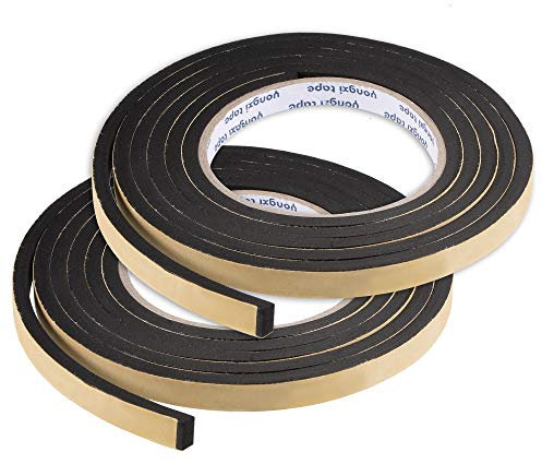 sourcing map Sealing Foam Tape 10mm Wide 5mm Thick 2m/6.56ft Long, EVA Self Adhesive Weather Strip for Window Door Insulation, Pack of 2