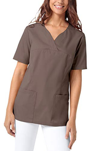 CLINIC DRESS Schlupfkasack Damen Kasack für die Pflege 1/2 Arm Regular Fit Länge ca. 70 cm 50% Baumwolle 95 Grad Wäsche deep Taupe S