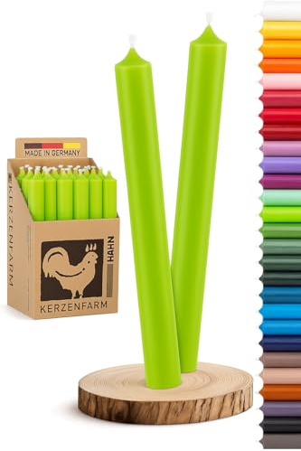 Stabkerzen 10 Stück Tafelkerzen durchgehend gefärbt Spitzkerzen für die Tisch-Deko zur Hochzeit Weihnachten & Party Farbe: Apfelgrün/Hellgrün Höhe: 18cm