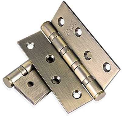 Qrity 4 Pieces Home Door Hinges 4 100mm Ball Bearing Hinges Internal Doors Hinge, Stainless Steel, Antique Bronze