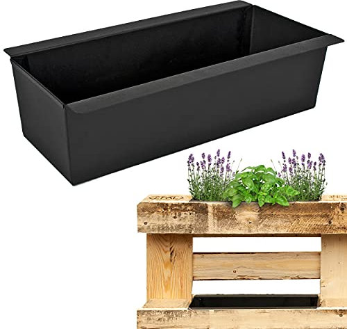 alles-meine.de GmbH 12 Stück Metall - Paletten - Blumenkästen - Ø 38 cm/Pflanzkästen - schwarz - Einsatz - länglich - groß - Paletteneinsatz Europaletten Europaletteneinsatz ..