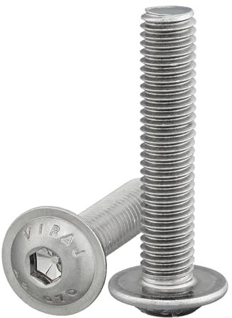 Linsenkopfschraube mit Flansch und Innensechskant (ISK) nach Norm: ISO 7380-2, rostfreier Edelstahl A2 V2A Vollgewinde Flanschschraube Flachkopfschraube Linsenschraube (10 Stück, M6 x 20 mm)