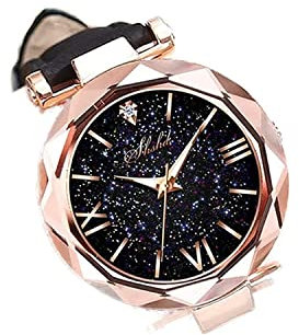 Cenlang Women Watches Ladies Luminous Starry Sky PU Leather Strap Non-Waterproof Watches for Woman Girls Teenager Fashion Elegant Business Dress Analogue Quartz Wrist Watch