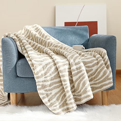 LumiSyne Fleecedecke Klassischer Einfach Stil Hahnentritt Zebra Muster Kuscheldecke Weich Überwurfdecke Für Couch Bett Warme Plüsch Auto Reisedecke 170x130cm